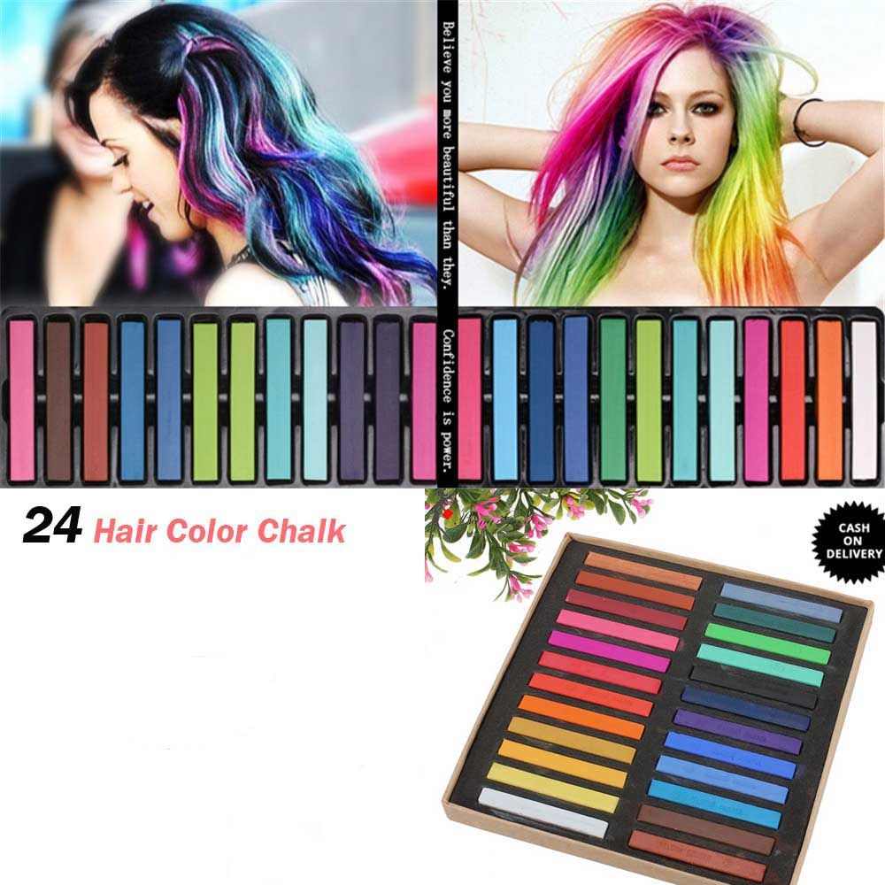 24 Temporary Hair Coloring Chalk